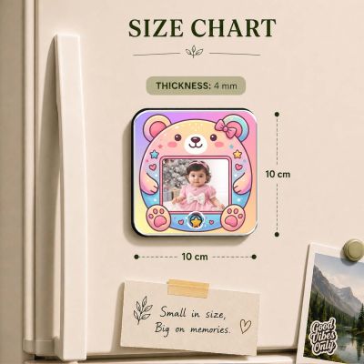 Personalized Cute Bear Musical Fridge Magnet with Speaker  Baby Photo Frame Magnet for Refrigerator  Audio Playback Sound Playing Gift for Kids, Family, Birthday